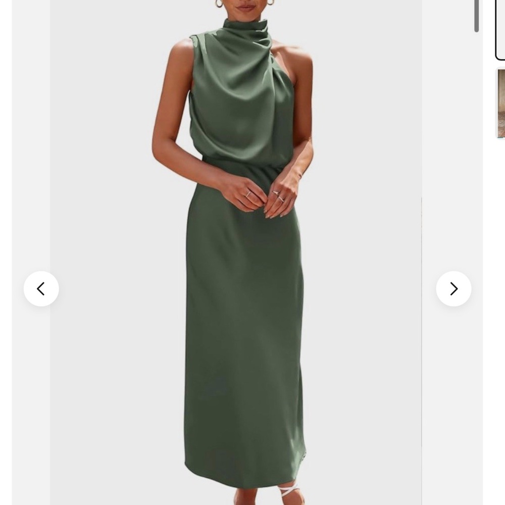 Chic Olive Green Midi Dress